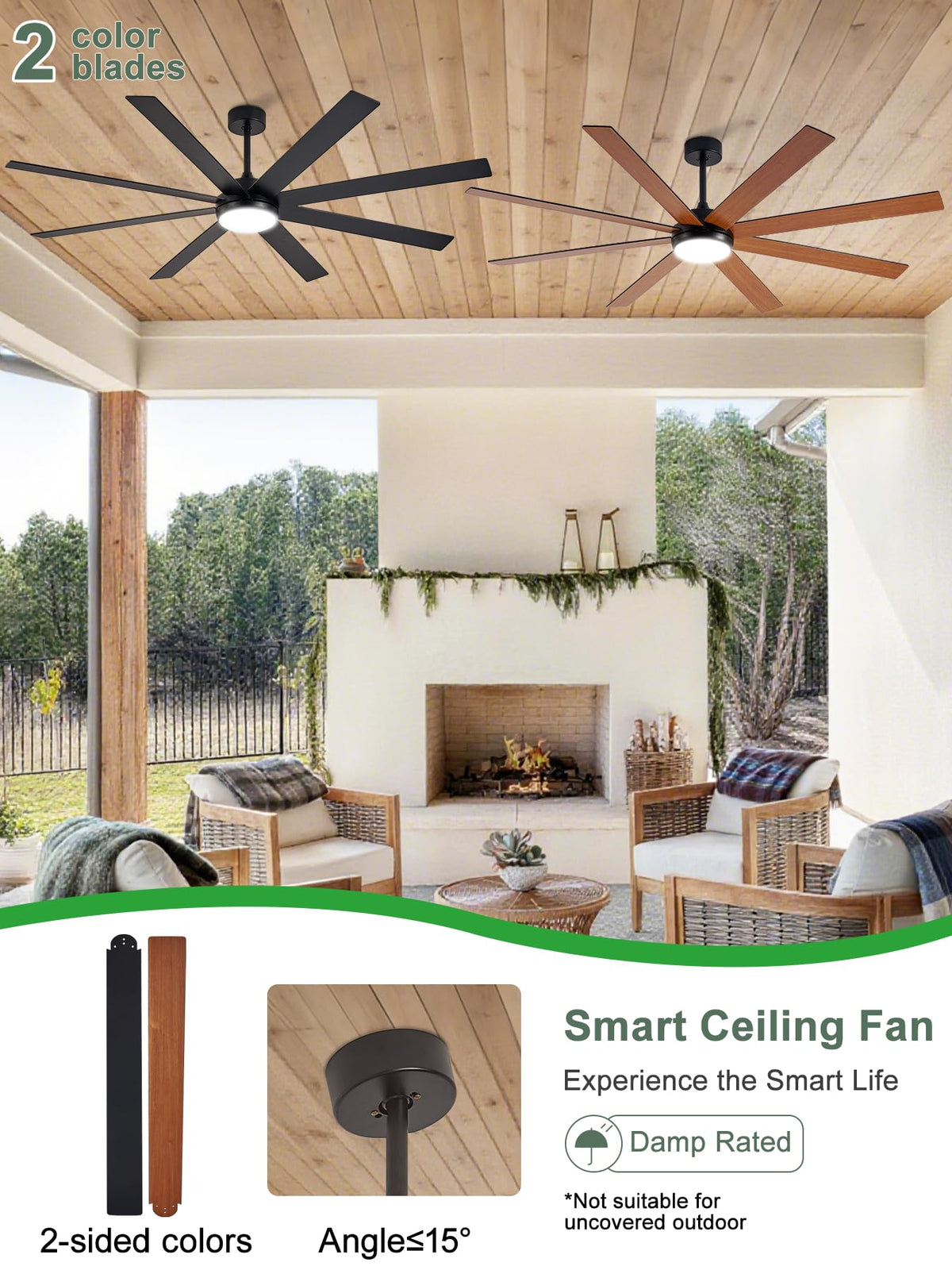 Black 72in Ceiling Fan with Lights H56915