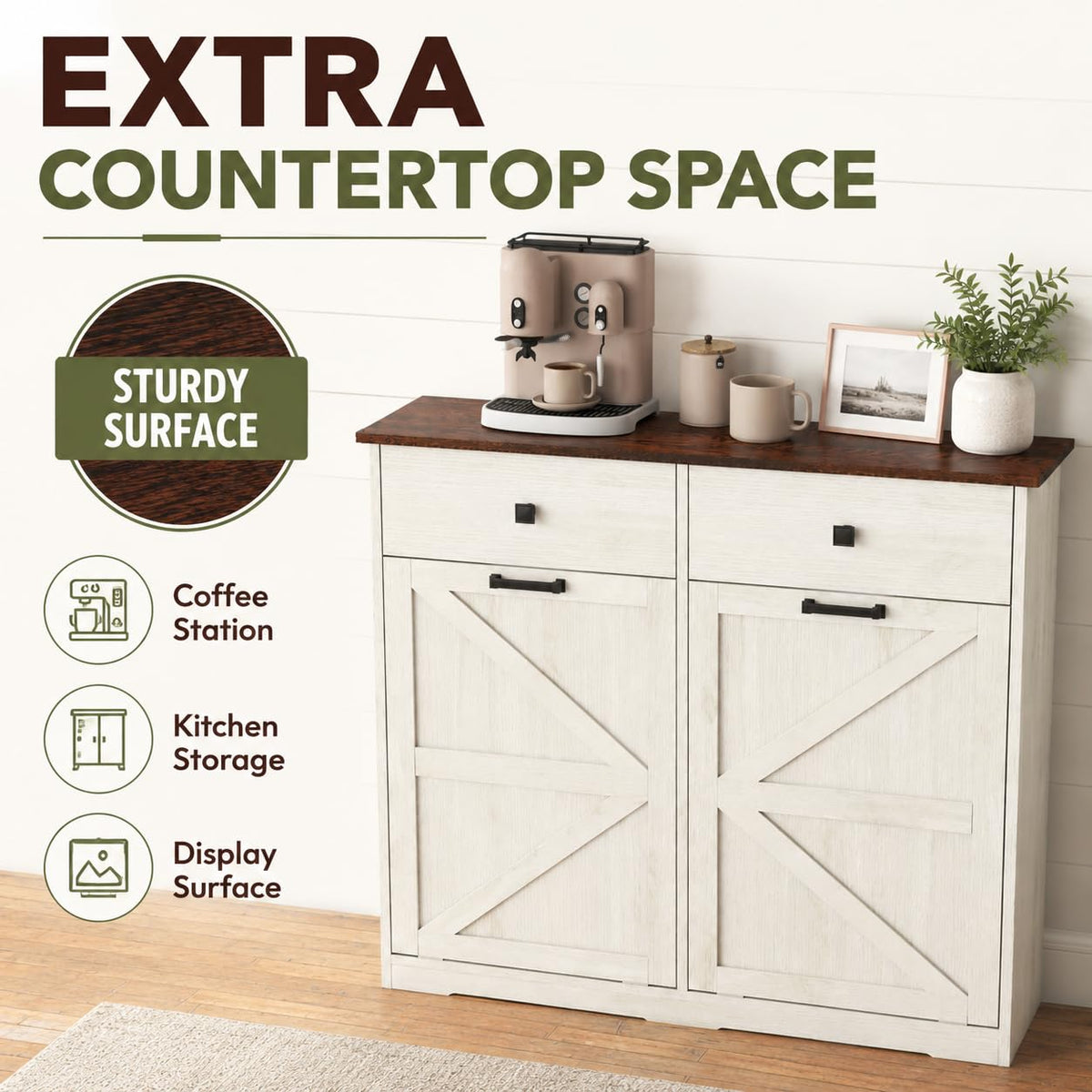 White Double Tilt Out Trash Cabinet B6705