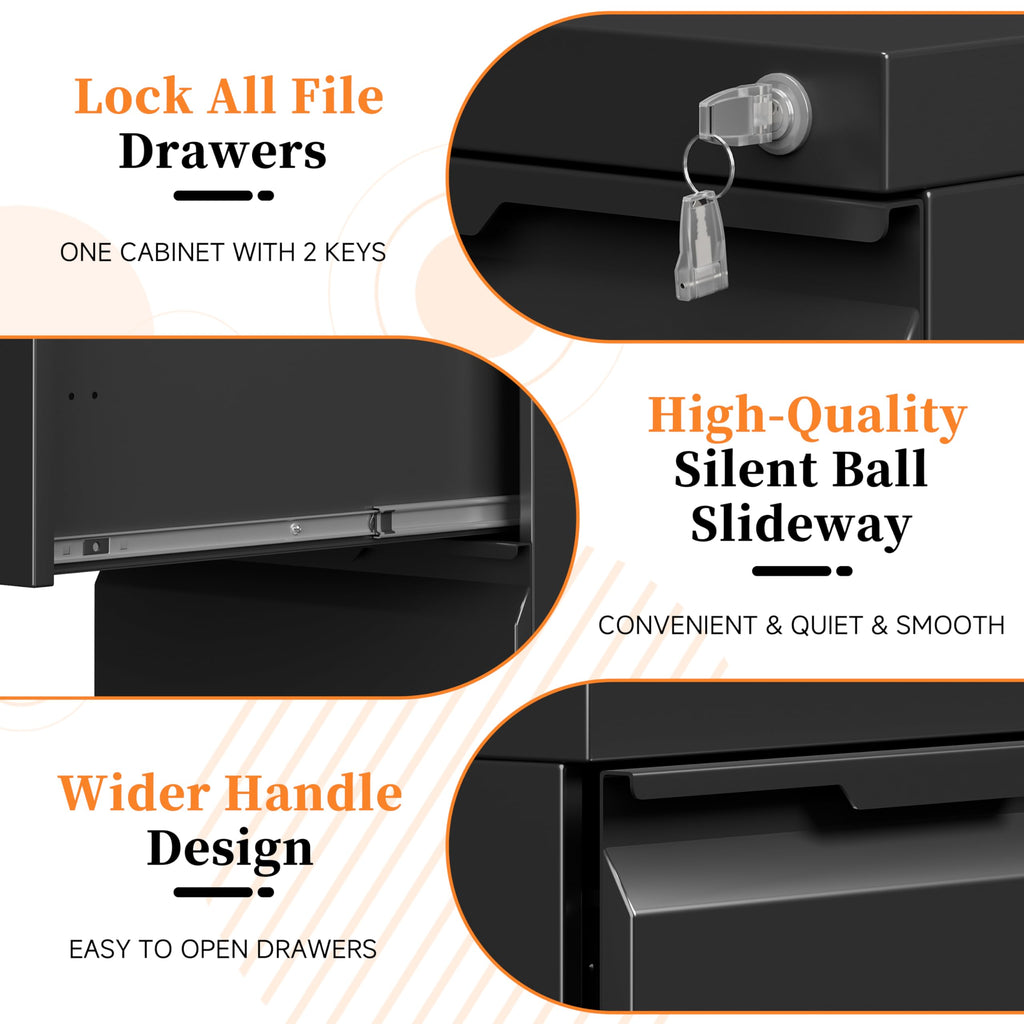 2 Drawer Black File Cabinet with Lock S685687