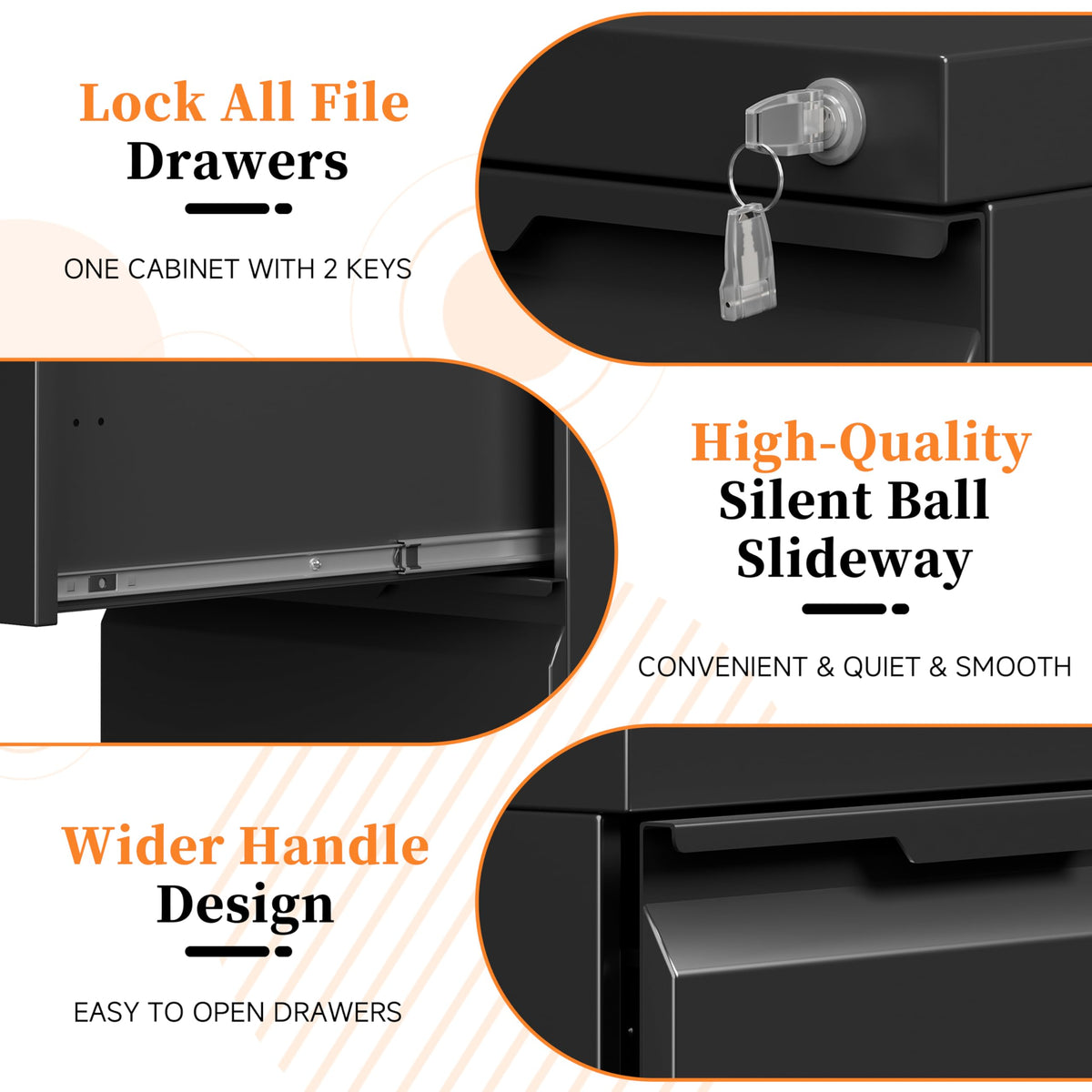 2 Drawer Black File Cabinet with Lock S685687