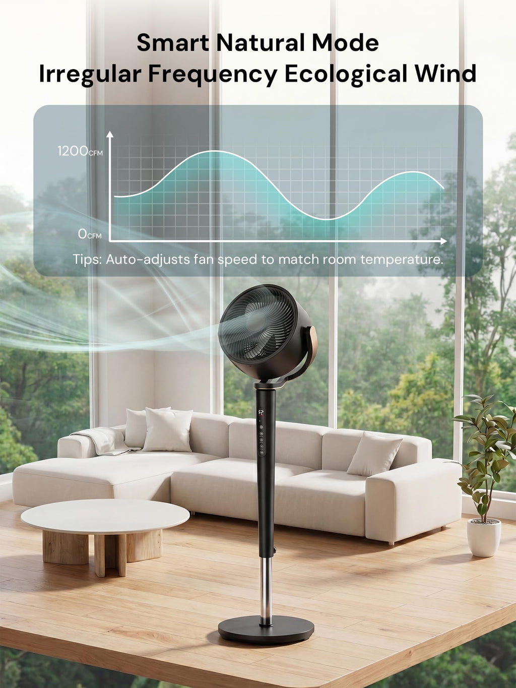 Black Adjustable Pedestal Fan with Oscillation D161