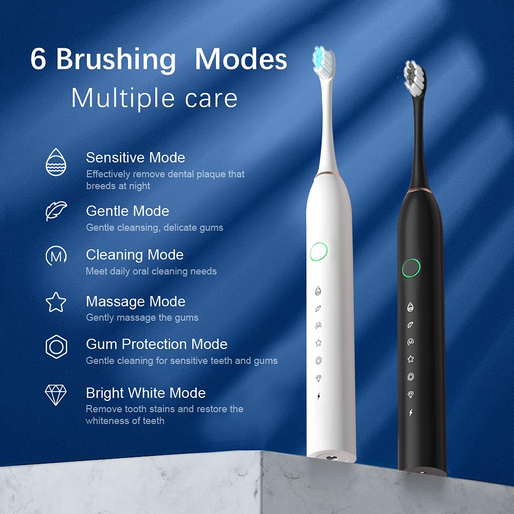 2 Pack Rechargeable Electric Toothbrushes with 8 Brush Heads P707