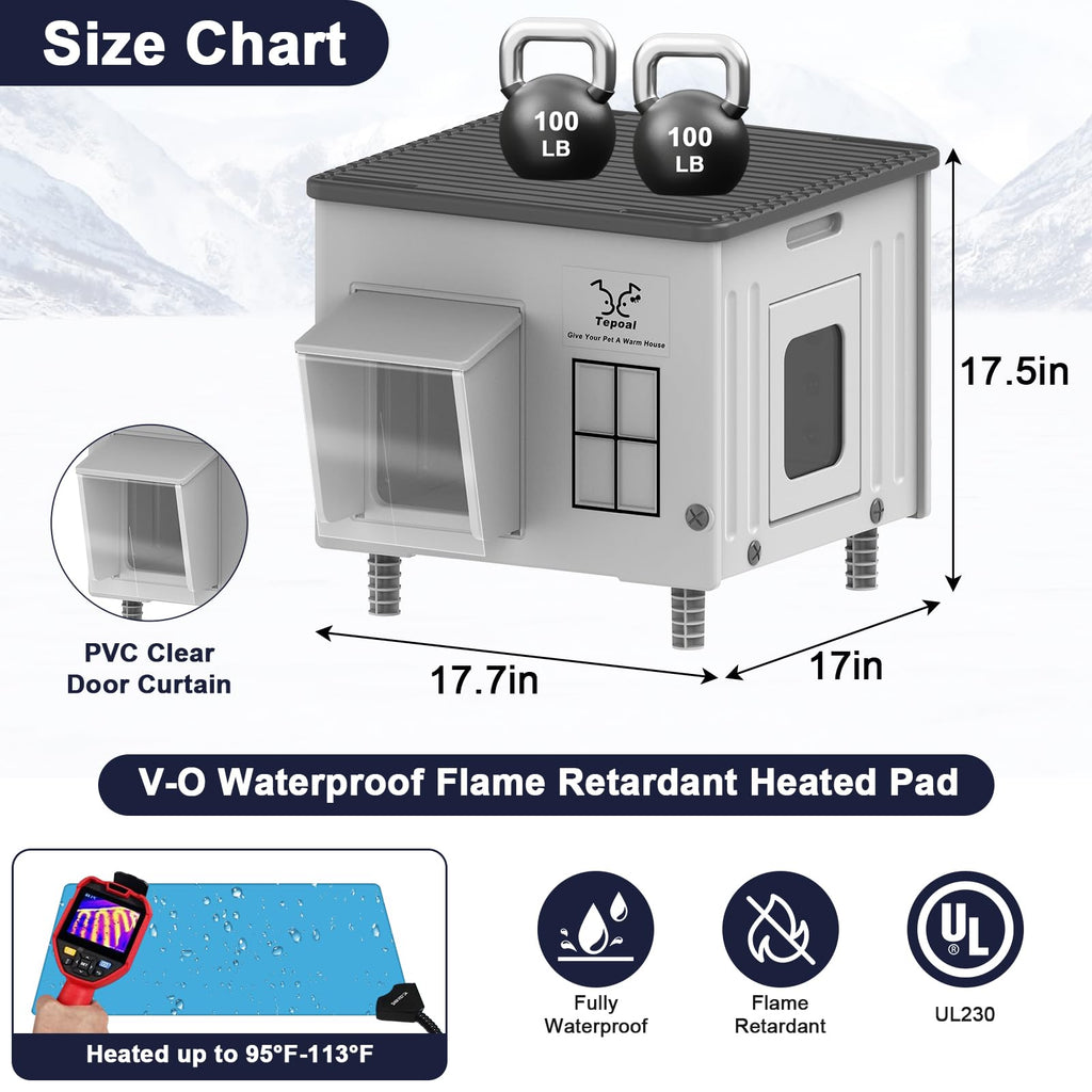 Heated Cat House with Safety Escape Doors and Heating Pads Y61795
