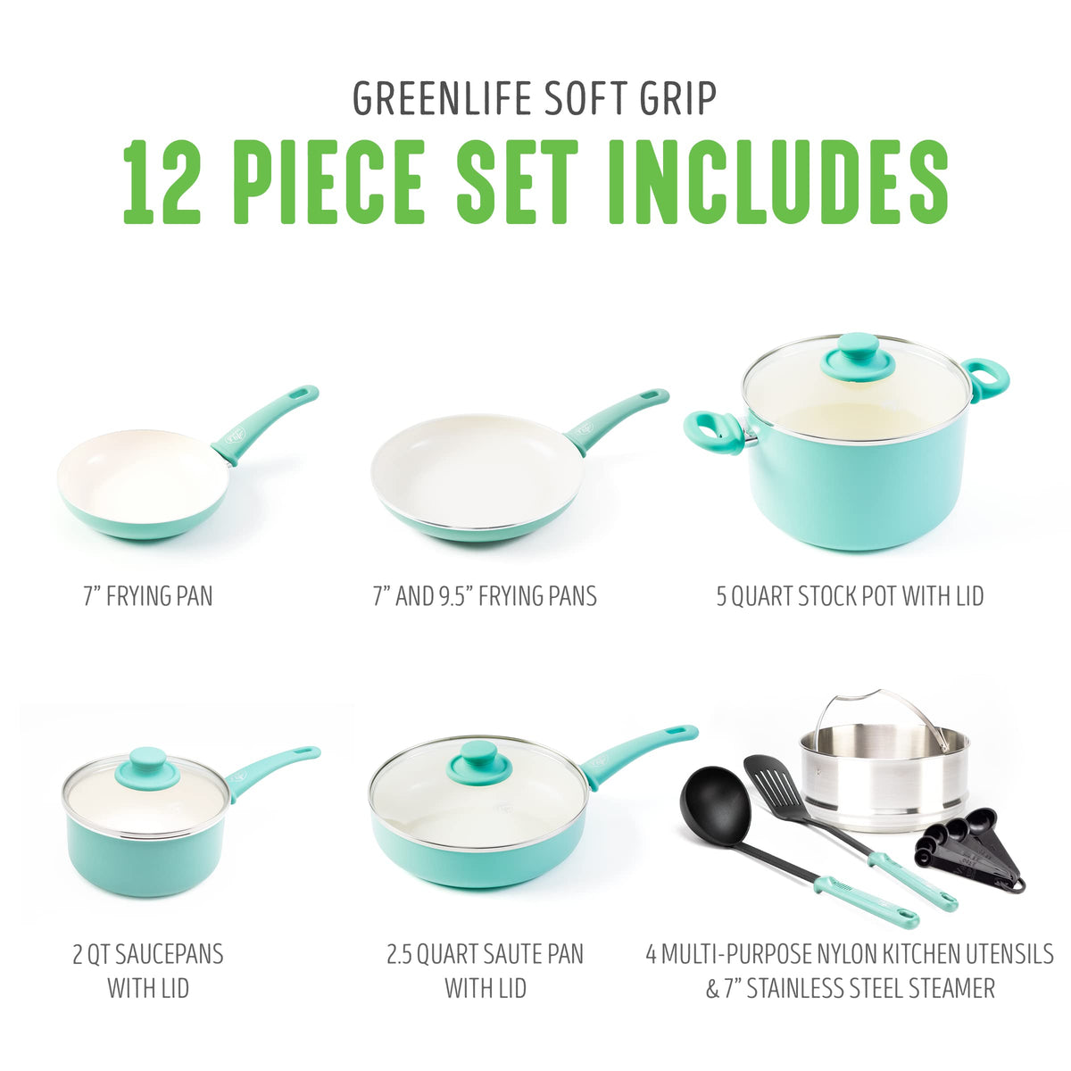 Ceramic Nonstick 12 Piece Cookware Set U701
