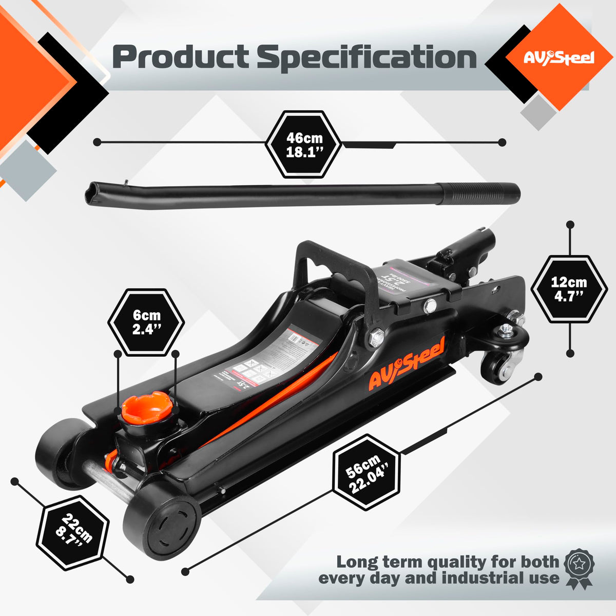 Low Profile Floor Jack 2.5 Ton Hydraulic Steel P7411