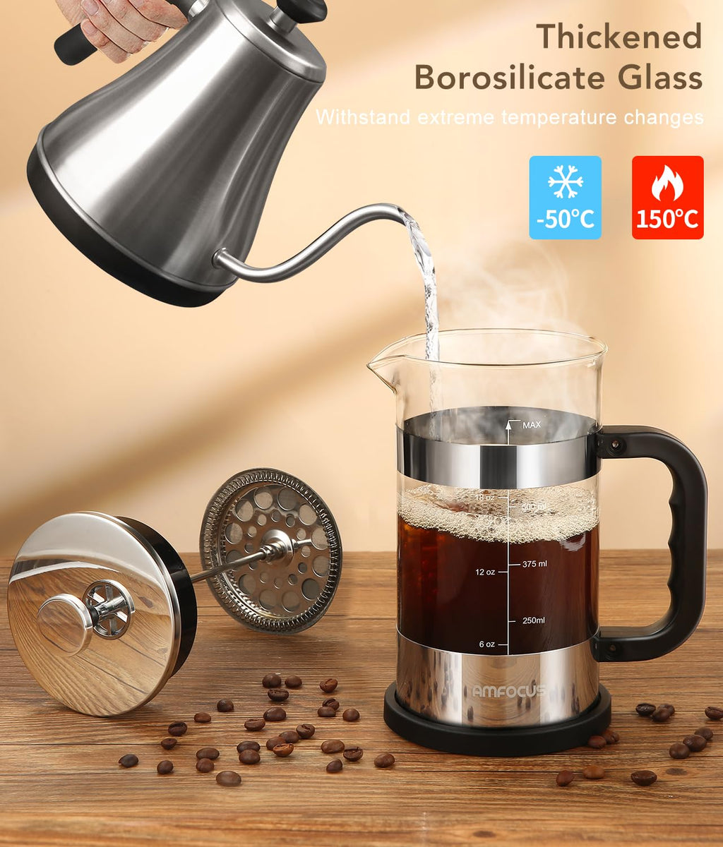 French Press Coffee Maker 21OZ Borosilicate Glass O9149