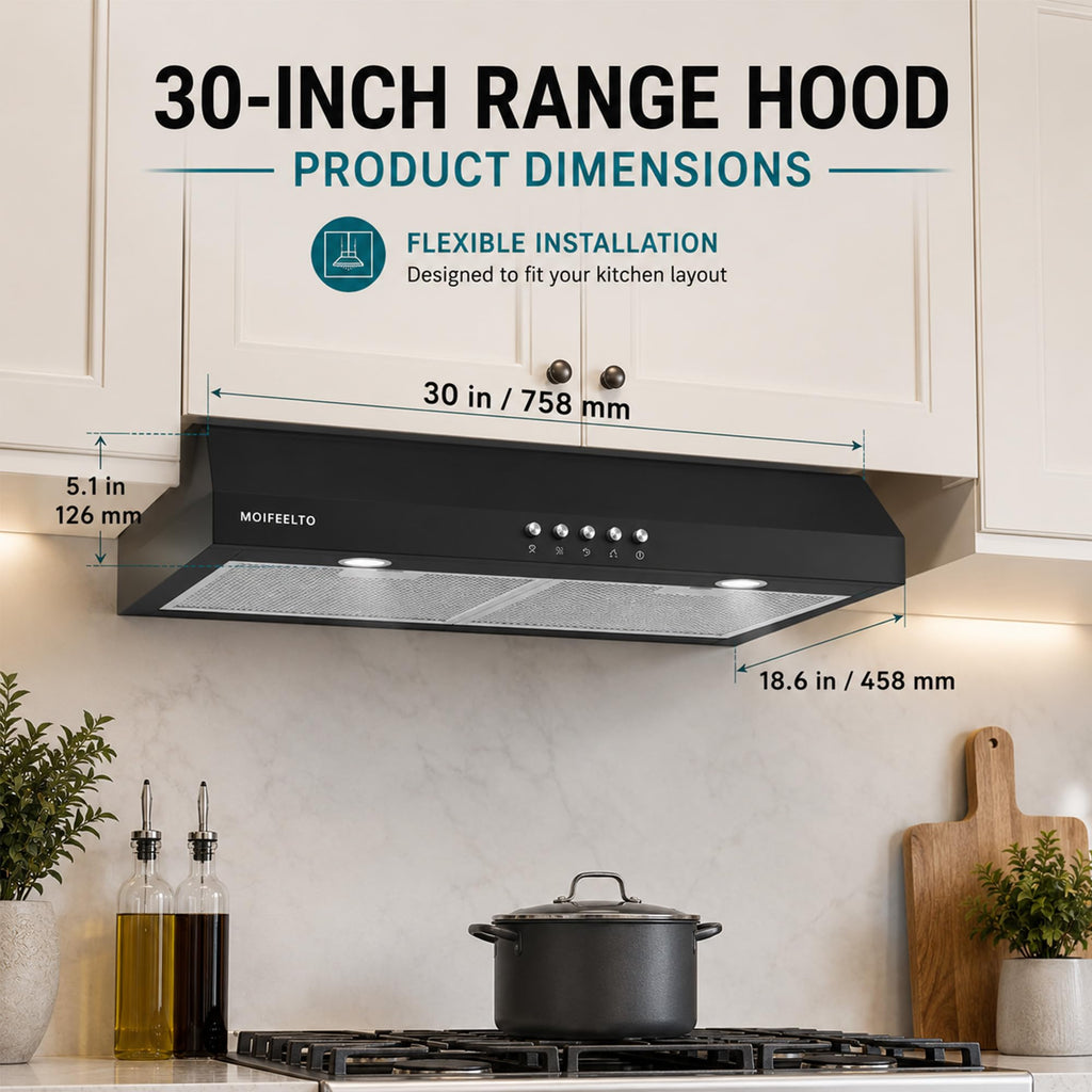 30" Black Under Cabinet Range Hood T46605