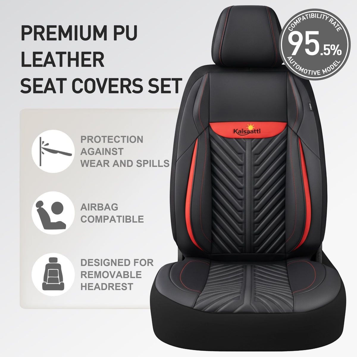 PU Leather Waterproof Car Seat Covers Full Set K712644