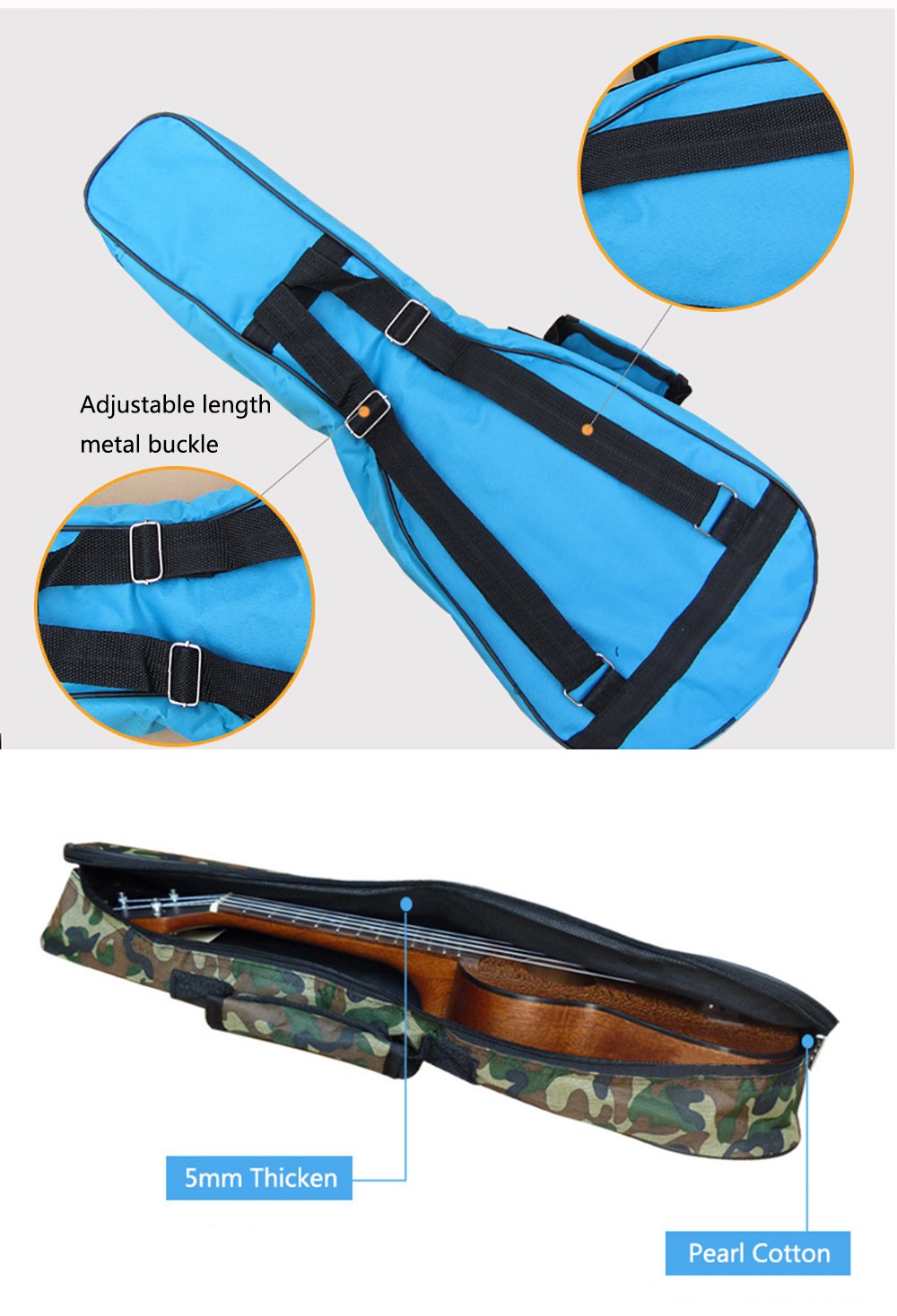 Waterproof Colorful Ukulele Case Bag with Storage 21in M8622