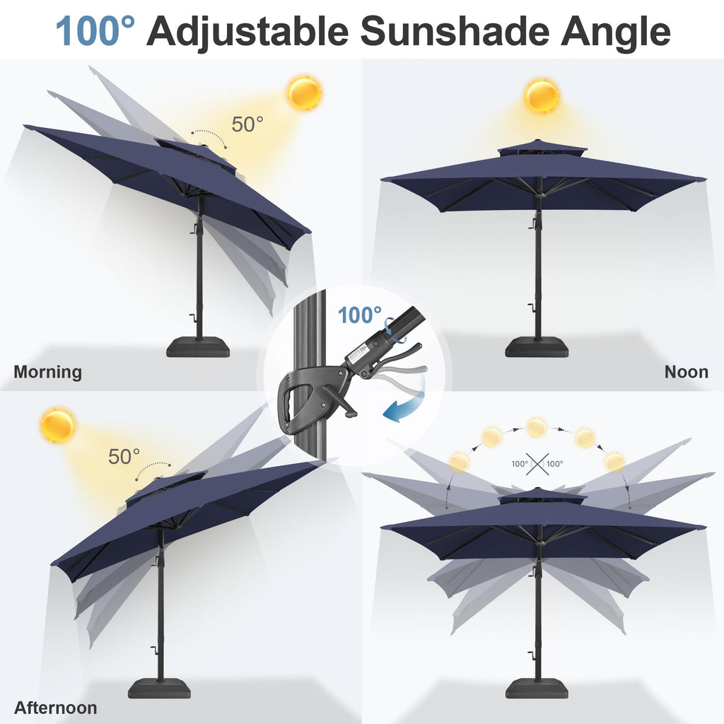 10x10 FT Square Navy Blue Cantilever Patio Umbrella R574729