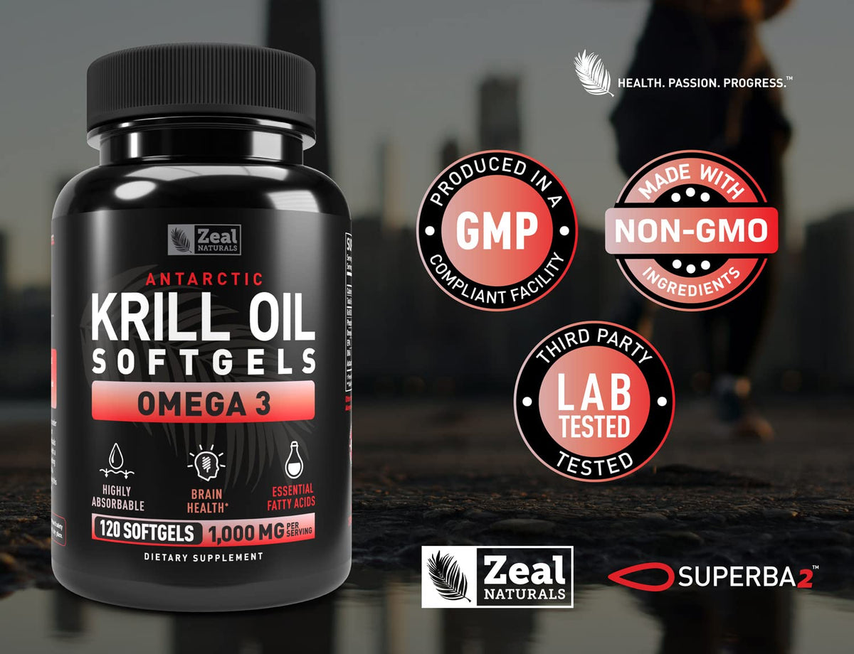Krill Oil 1000mg 120 Softgels Omega 3 Supplement with EPA DHA Astaxanthin M64647