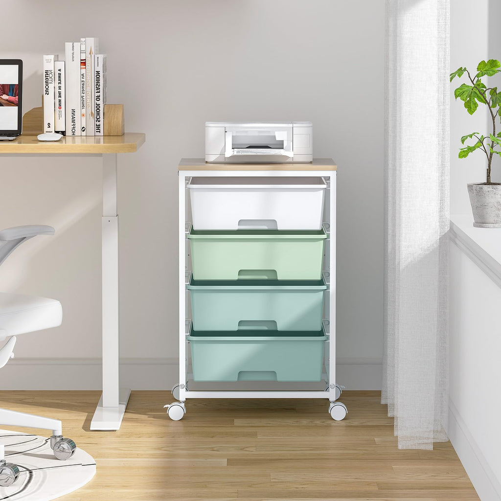 Rolling Cart with Drawers, 4-Drawer Utility Cart, Green T3843