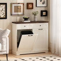 20 Gallon Double Tilt Out Wood Trash Can Cabinet with Drawer K3495