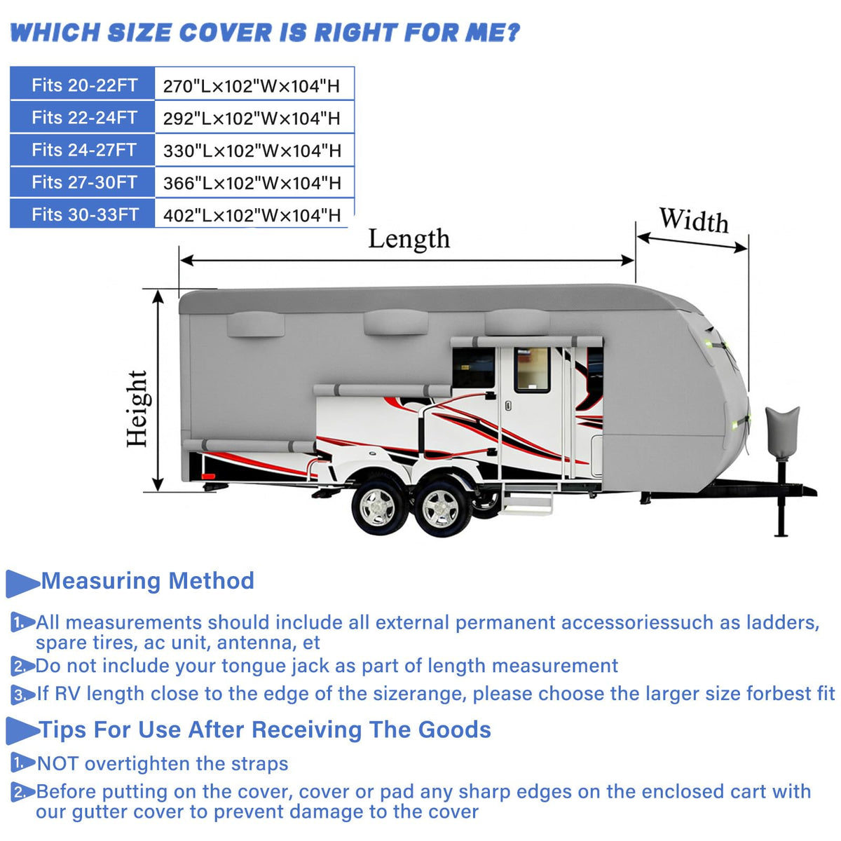 8 Layers Waterproof Travel Trailer RV Cover Z107873