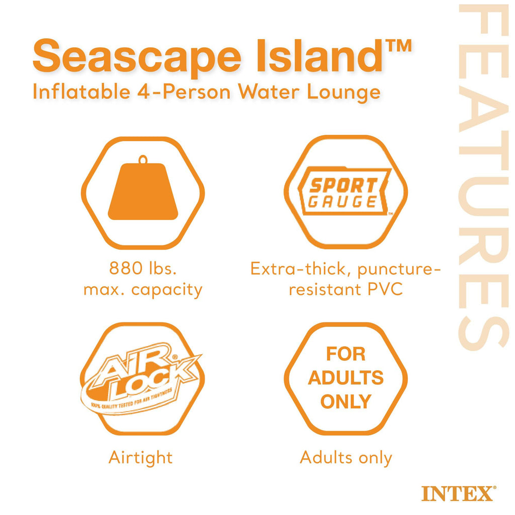 Inflatable Island Float with Built In Cooler and Cup Holder E40580
