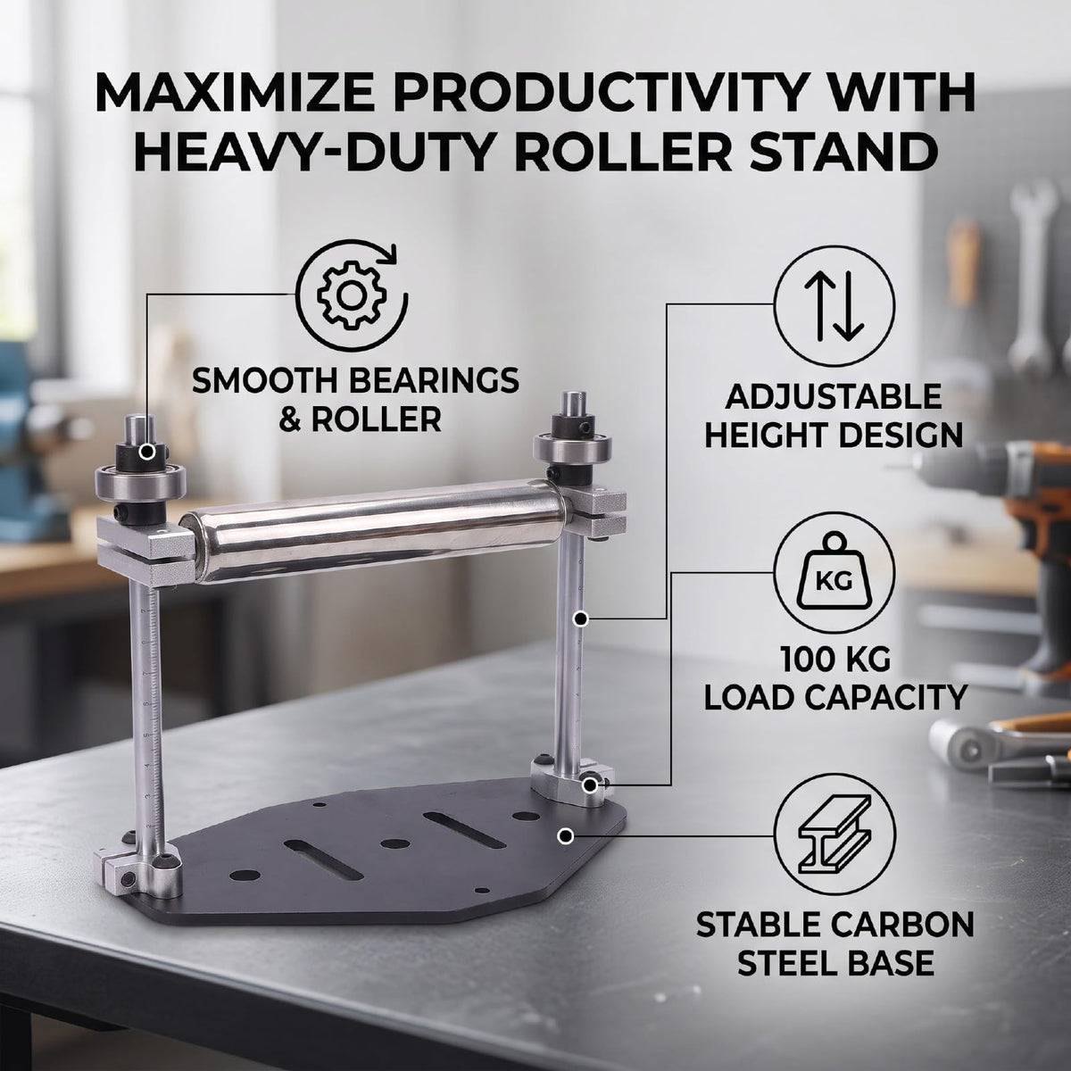 Pipe Roller Stand 200 Lbs Load Capacity Q915
