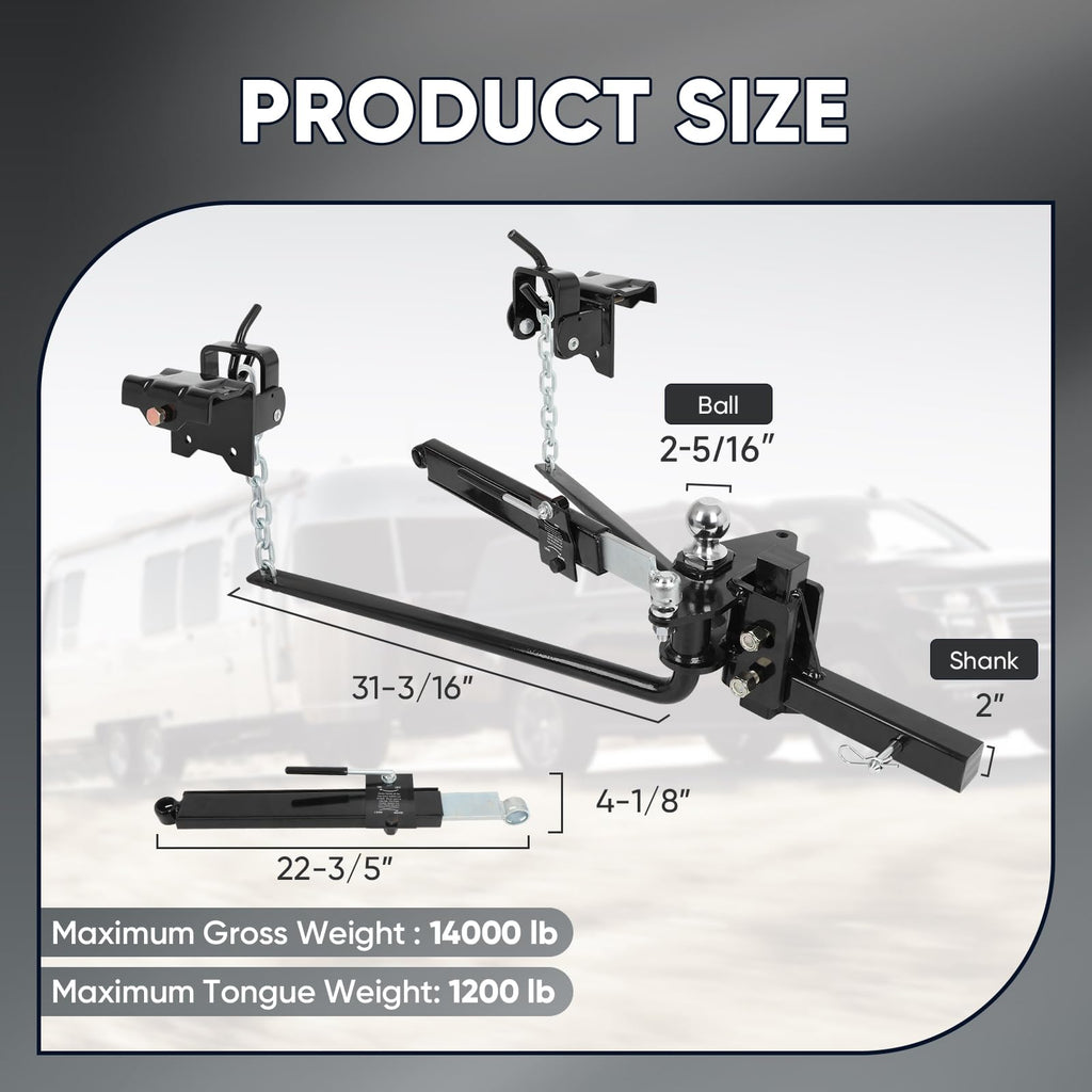 Weight Distribution Hitch with Sway Control 14000lbs 2-in Shank N55688