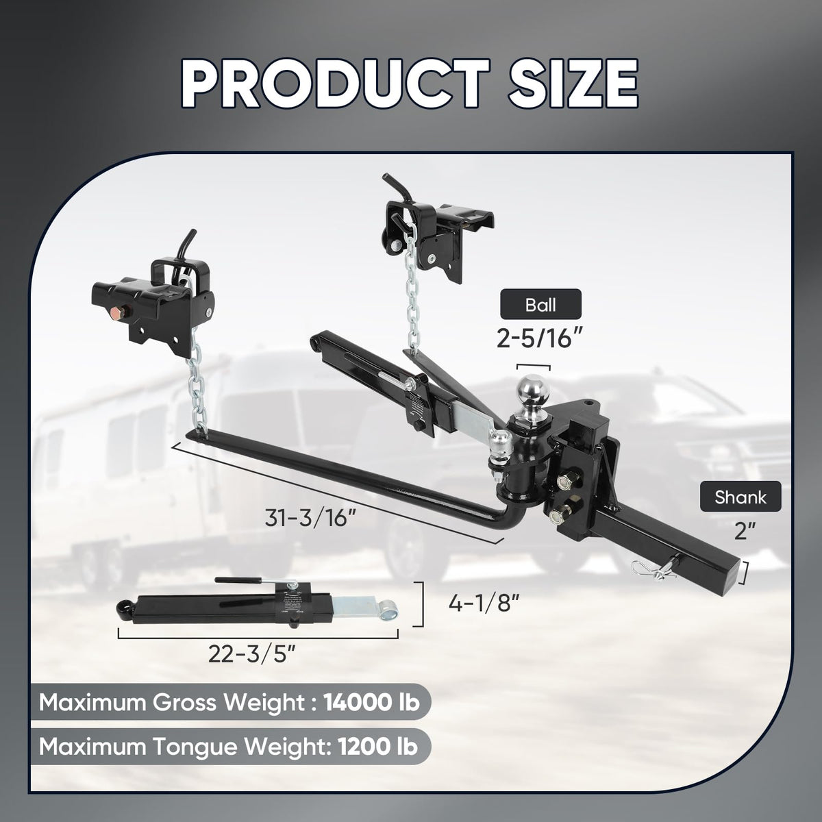 Weight Distribution Hitch with Sway Control 14000lbs 2-in Shank N55688
