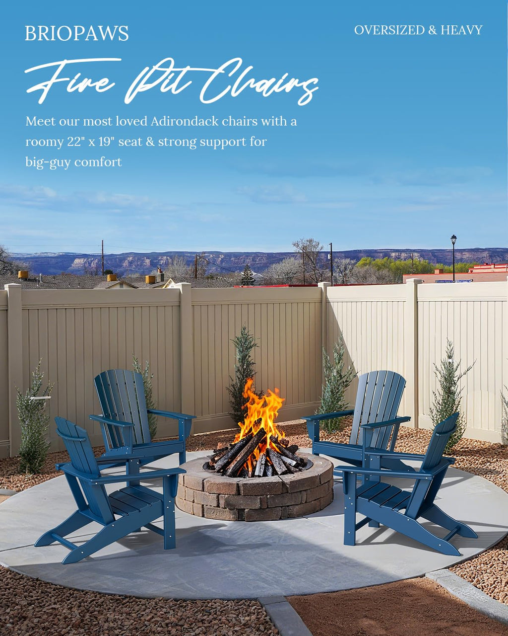 Oversized Adirondack Chairs Set of 2 Blue C67168