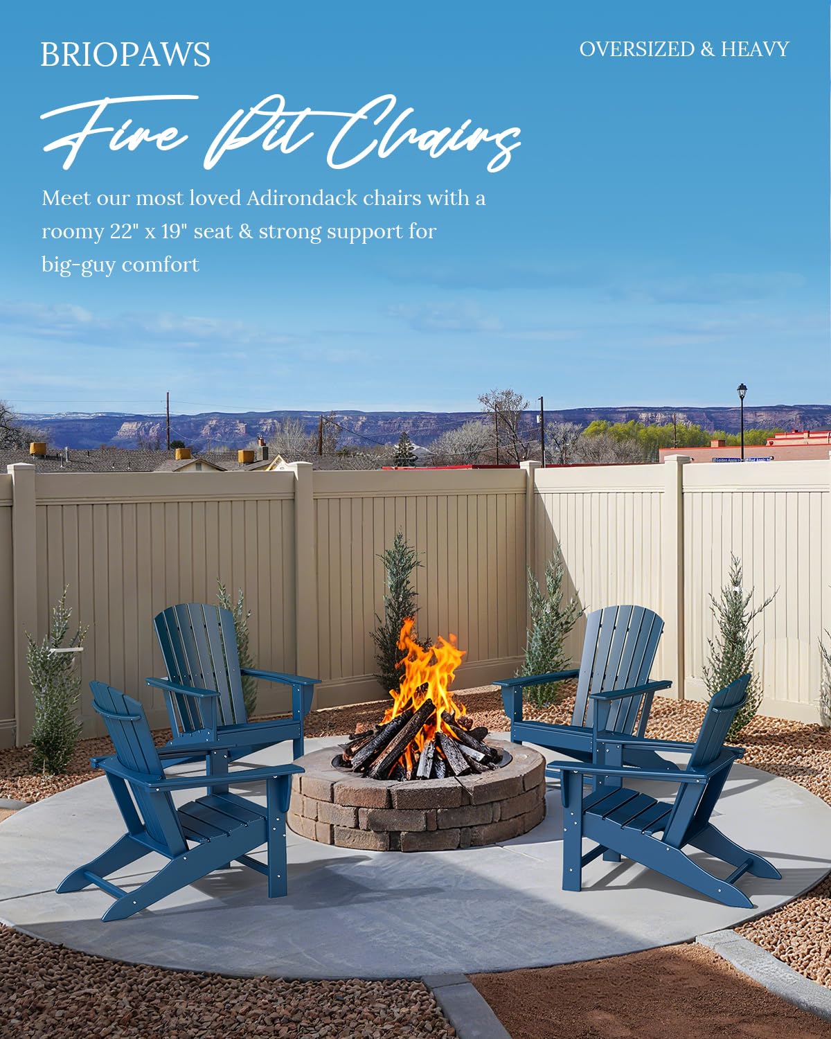 Oversized Adirondack Chairs Set of 2 Blue C67168