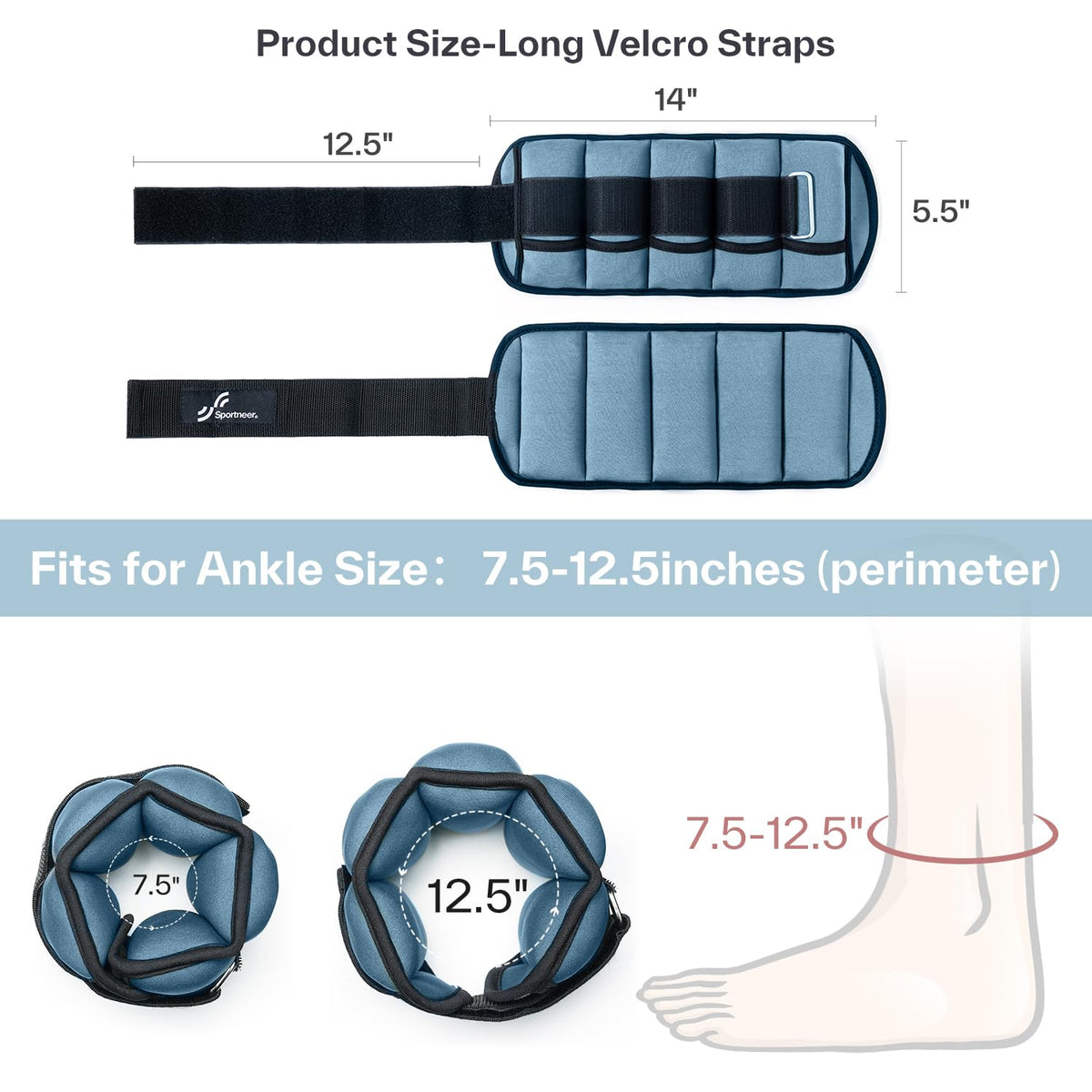 Adjustable Ankle Weights 2-10 lb per Pair S347