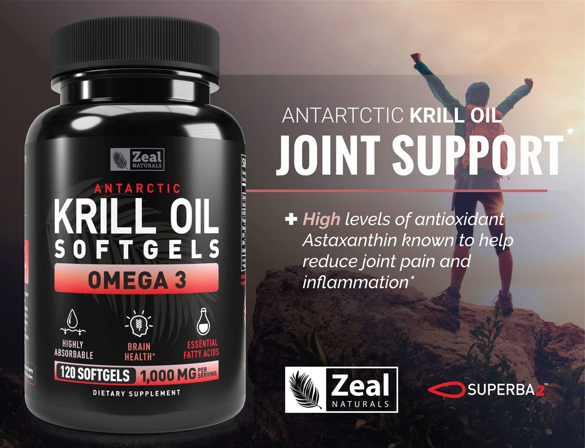 Krill Oil 1000mg 120 Softgels Omega 3 Supplement with EPA DHA Astaxanthin M64647
