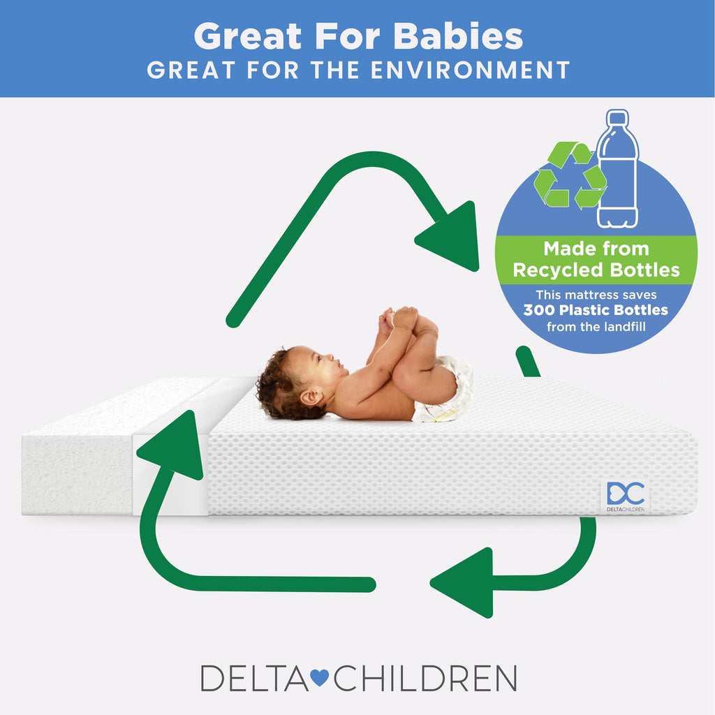 White Crib and Toddler Mattress with Removable Machine-Washable Cover A1319