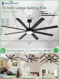 Black 72in Ceiling Fan with Lights H56915