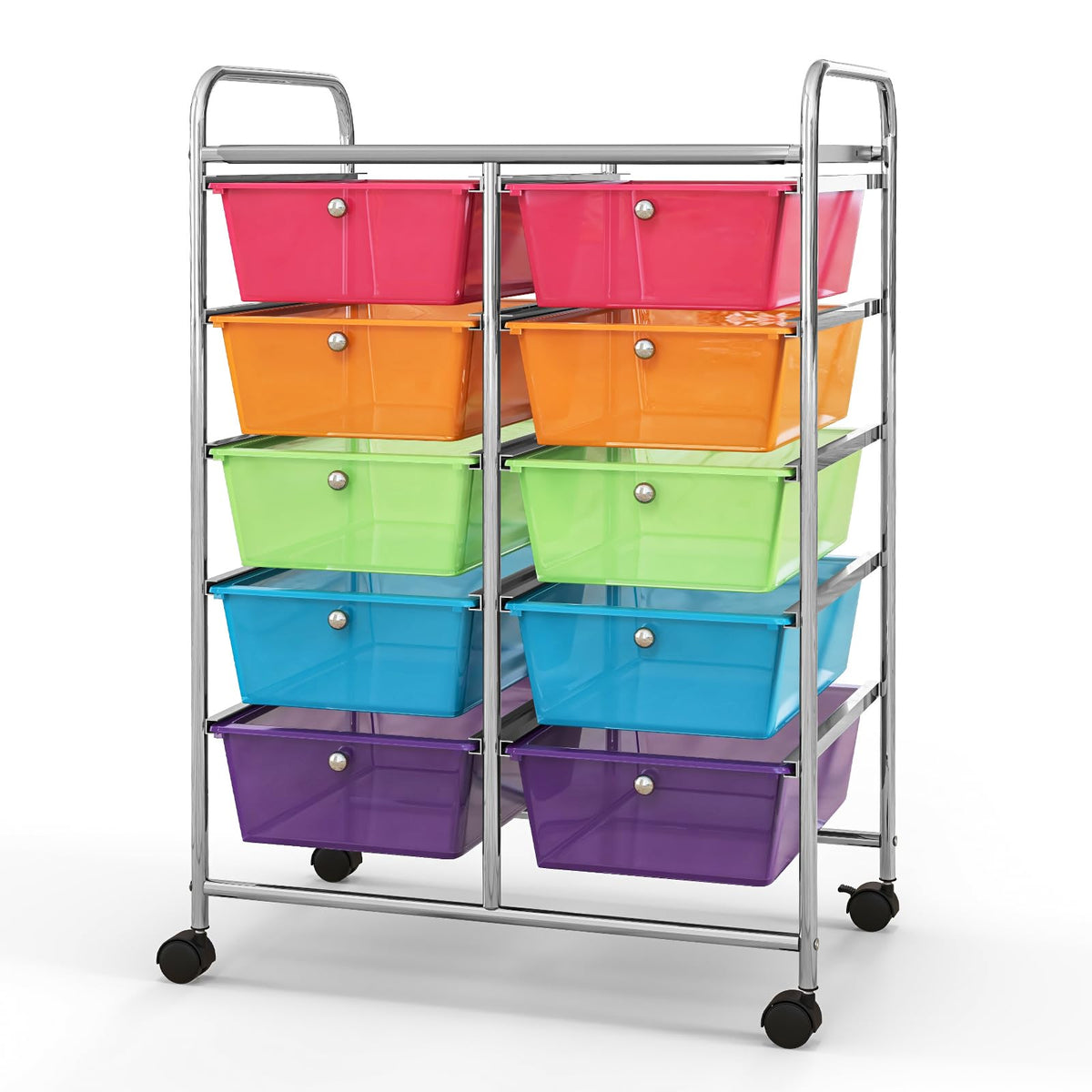 10 Drawer Rolling Storage Cart with Metal Frame S736212