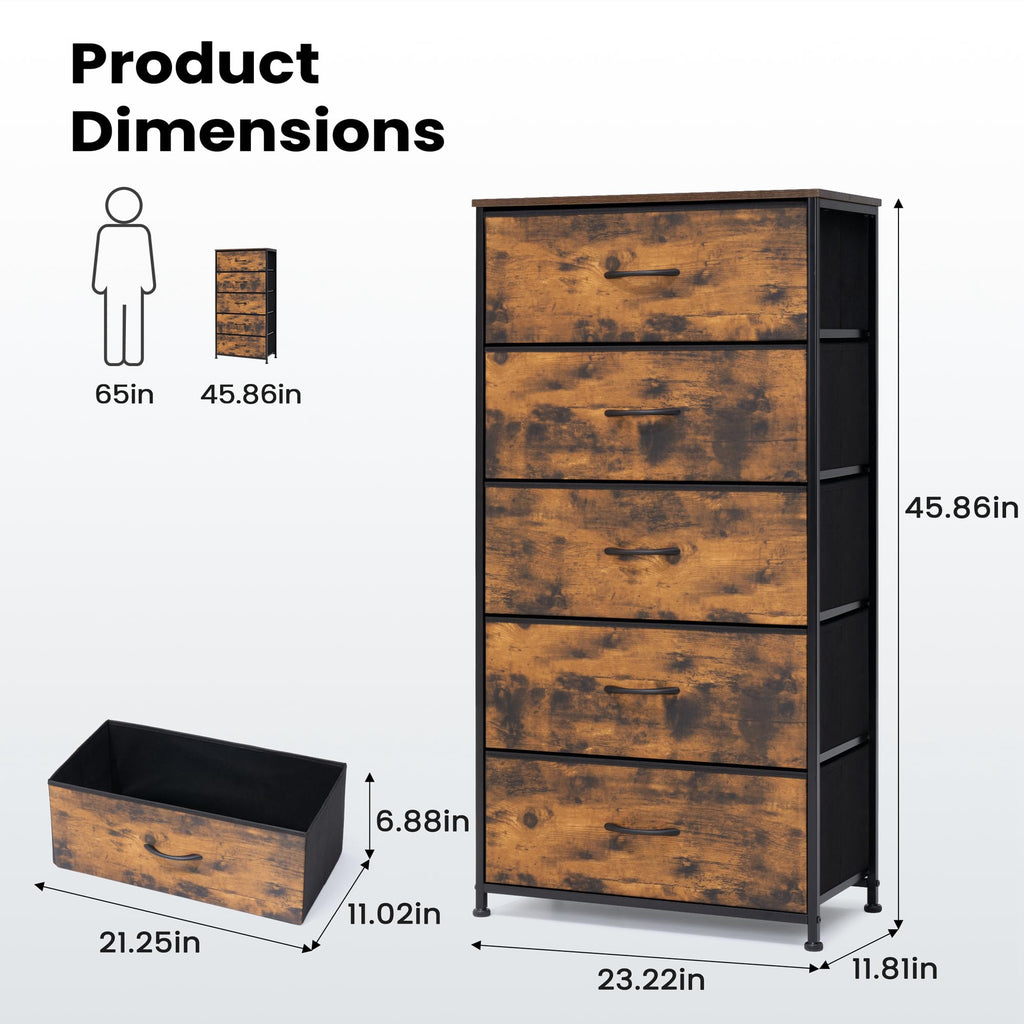 5 Drawer Fabric Dresser X290