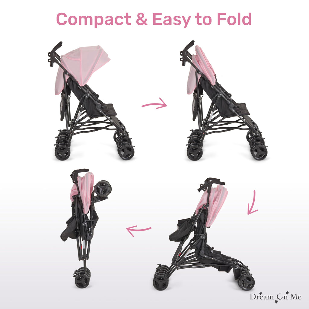 Pink Umbrella Stroller with Adjustable Canopy T918
