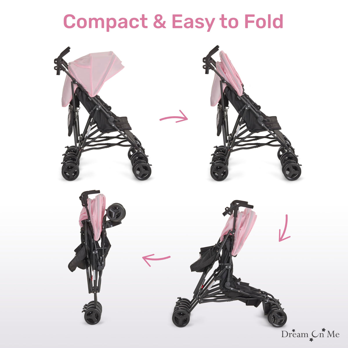 Pink Umbrella Stroller with Adjustable Canopy T918