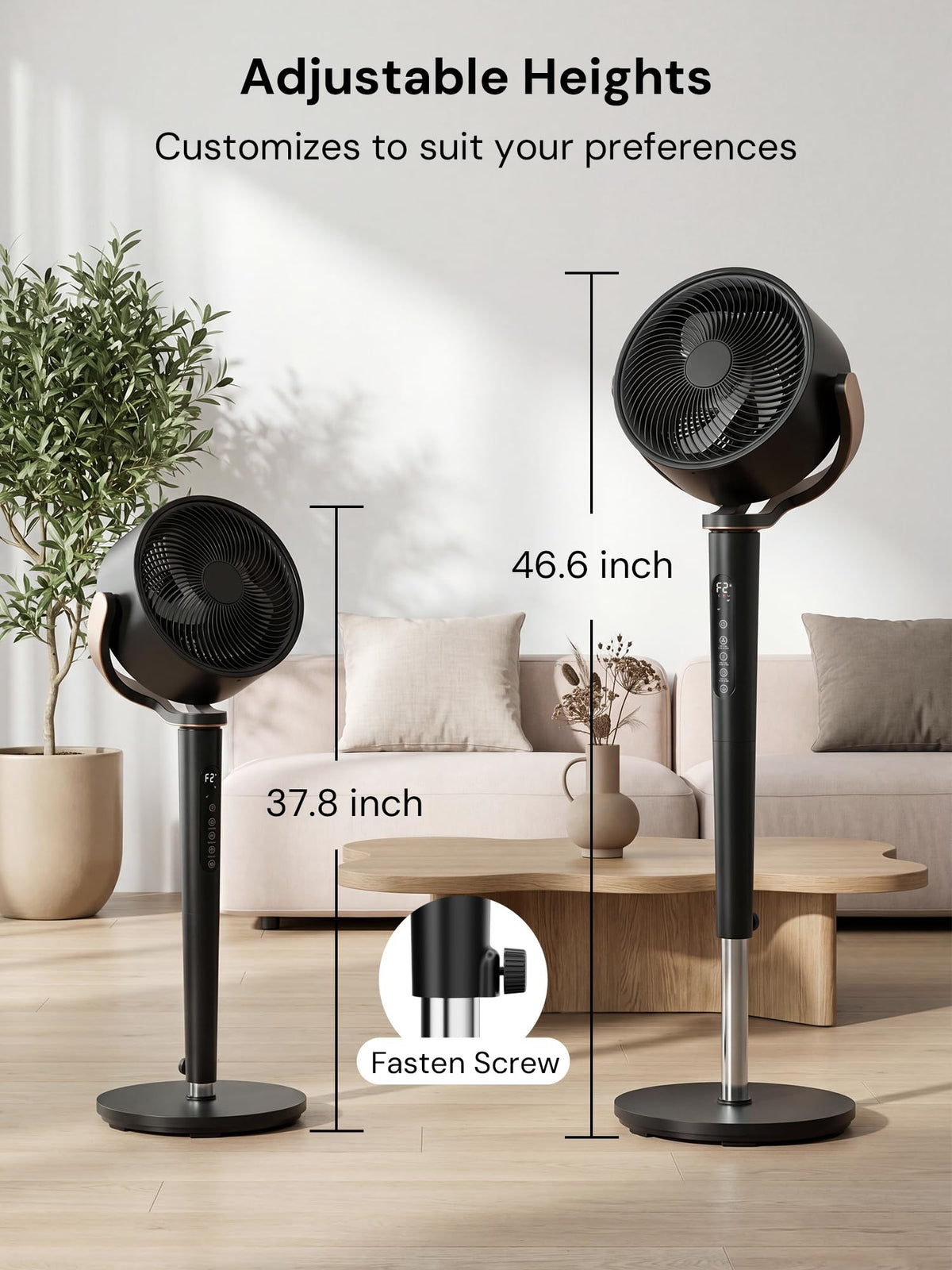 Black Adjustable Pedestal Fan with Oscillation D161