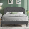 Queen Size Fabric Upholstered Platform Bed Frame with Wooden Slats I480792