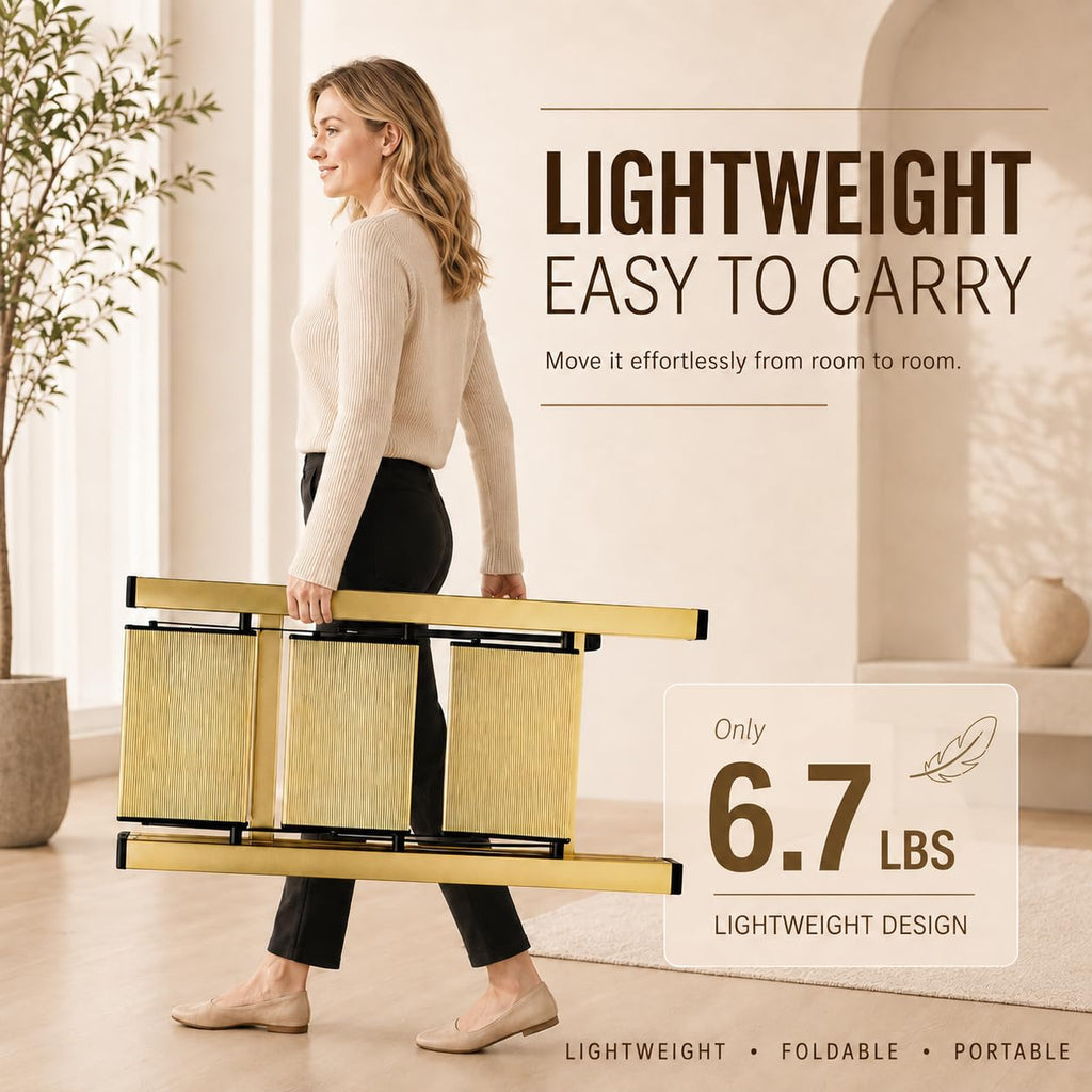 Gold Aluminum 3 Step Folding Stool, 330 lb Capacity W598