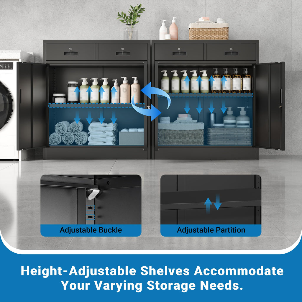 Metal Storage Cabinet with 2 Drawers & Shelves F233