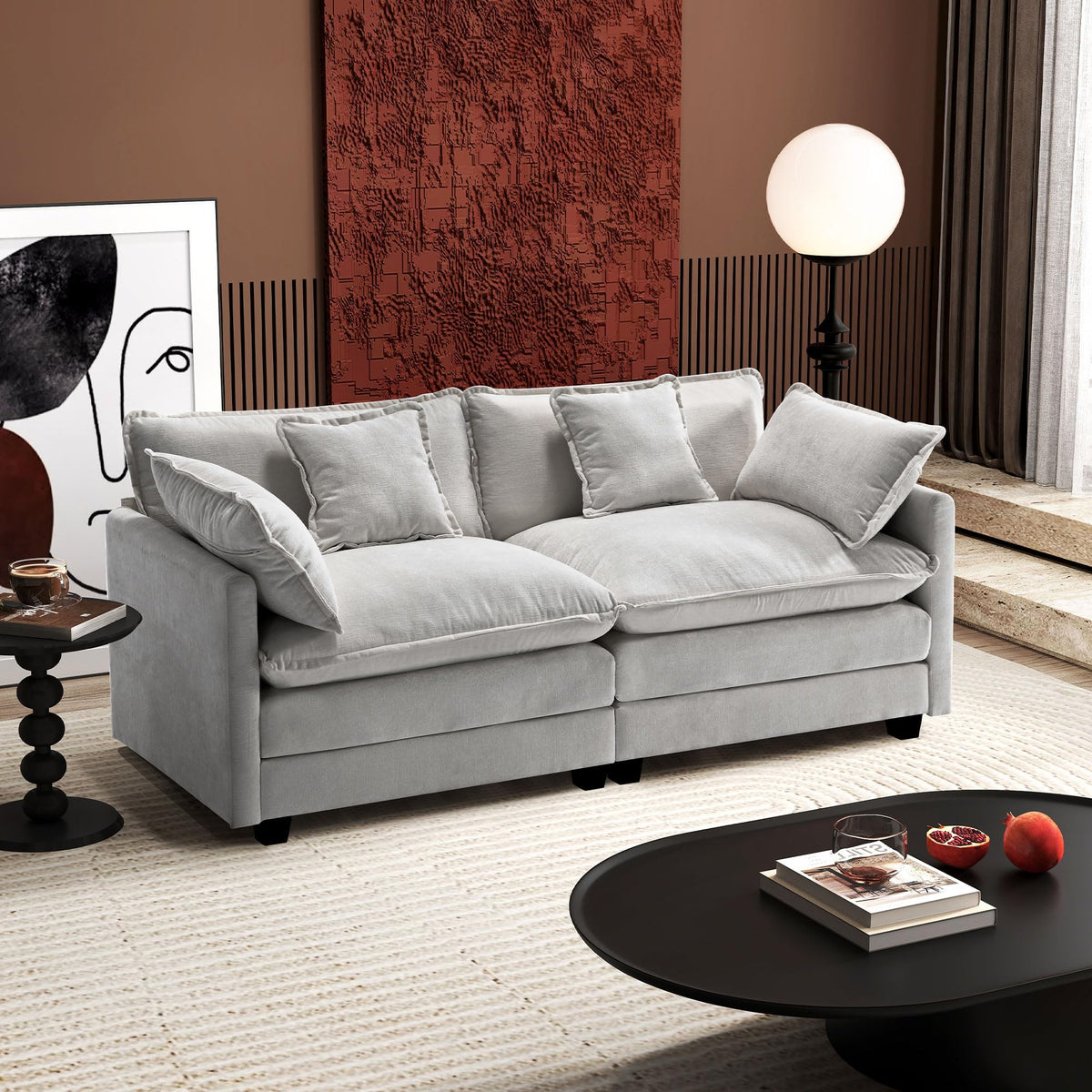 77 Inch Grey Chenille Loveseat C244121