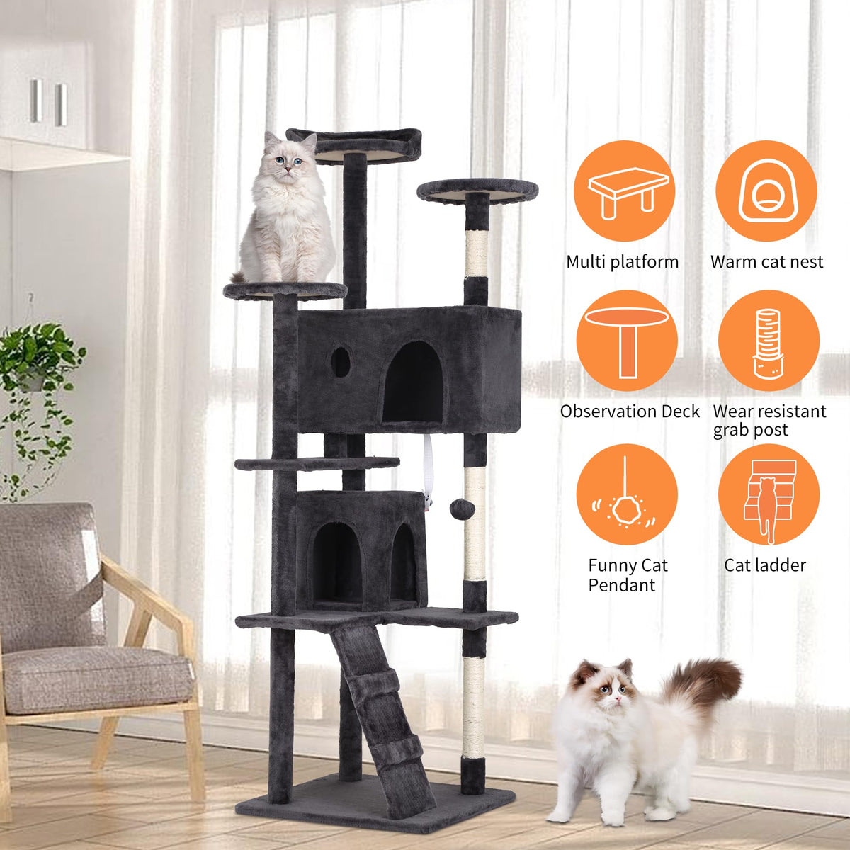 Dark Gray Multi-Level Cat Tree G74827