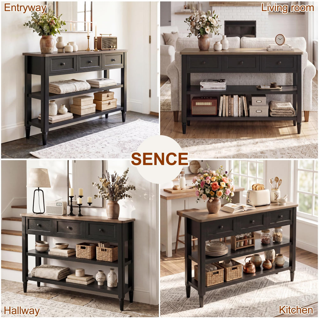 43" Narrow Console Table with 3 Drawers and 2 Shelves J24827