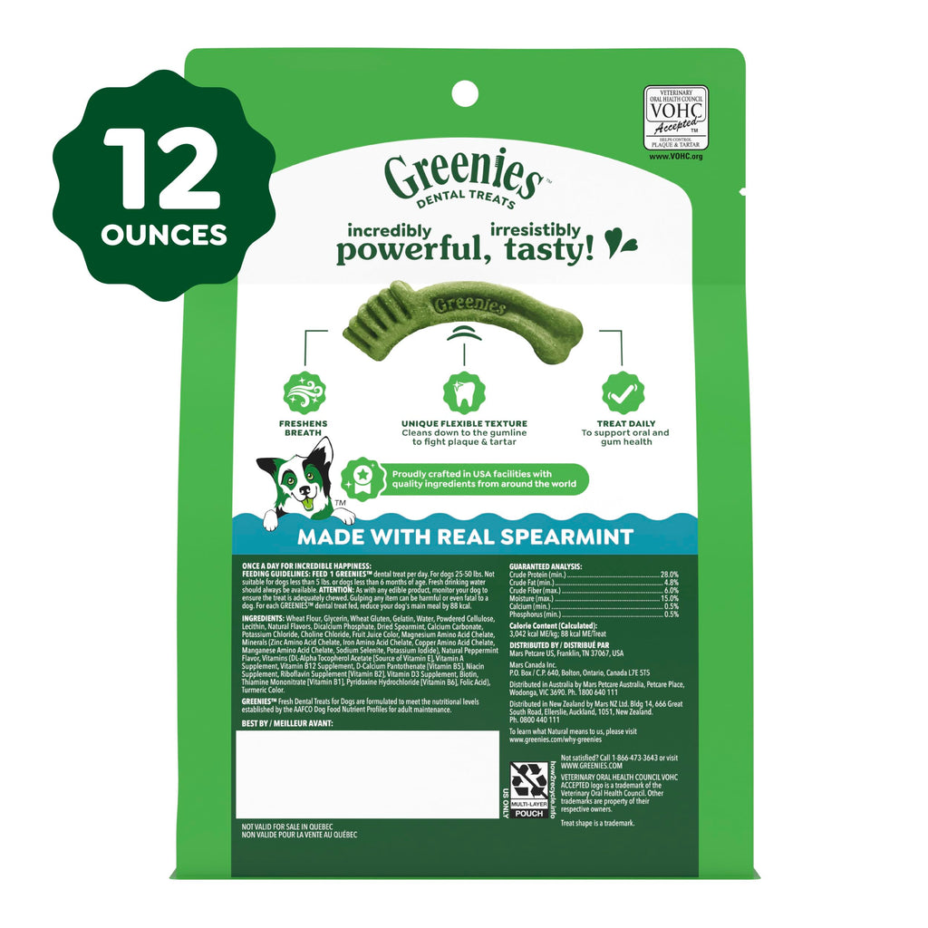 Natural Dental Dog Treats Fresh Mint Flavor 12 Count P182