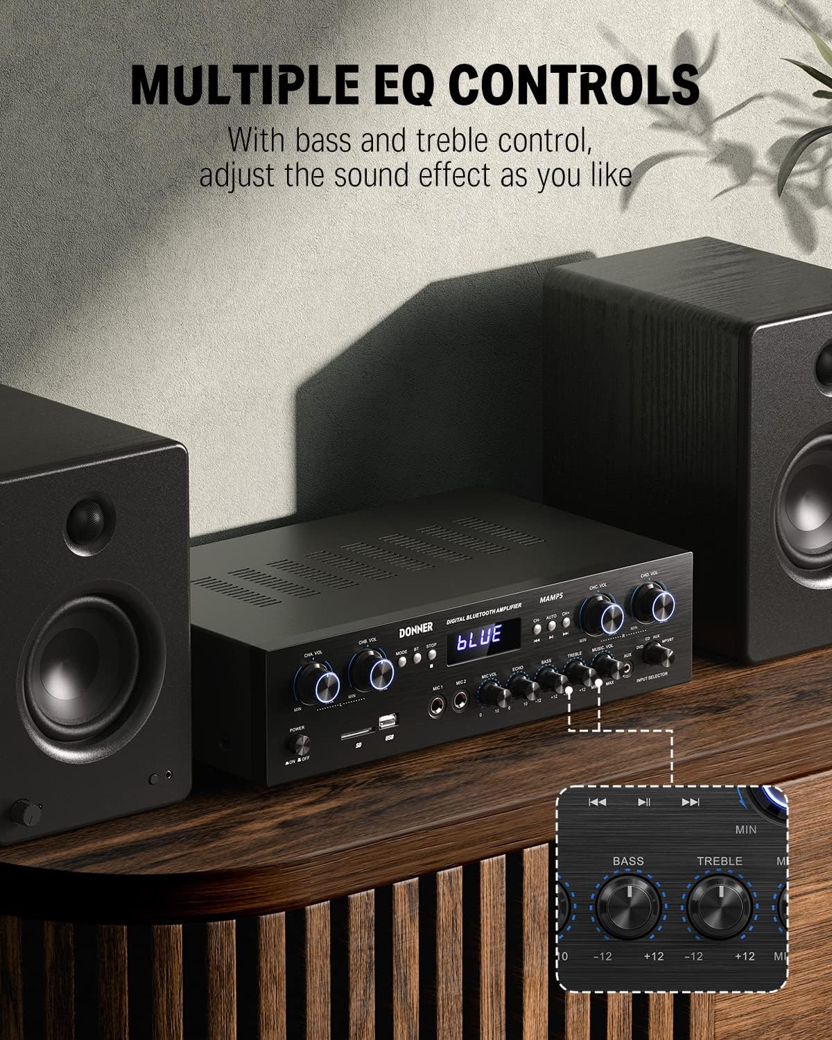 4 Channel 440W Peak Power Bluetooth Stereo Audio Amplifier Receiver H274471