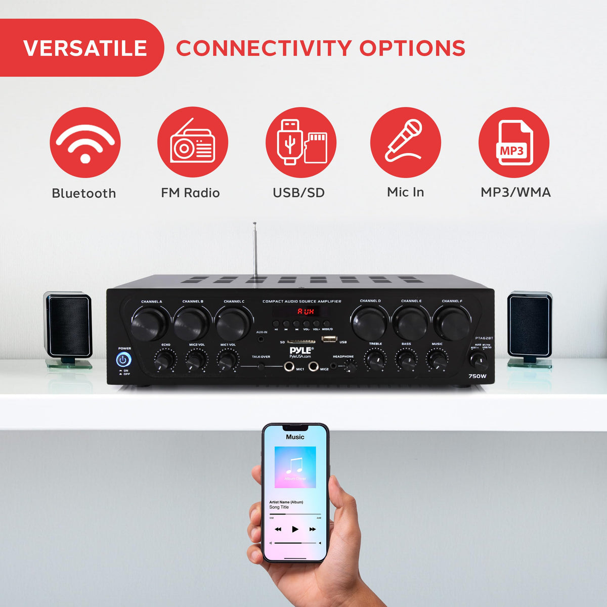 Wireless Bluetooth 6 Channel 750W Karaoke Amplifier S34144