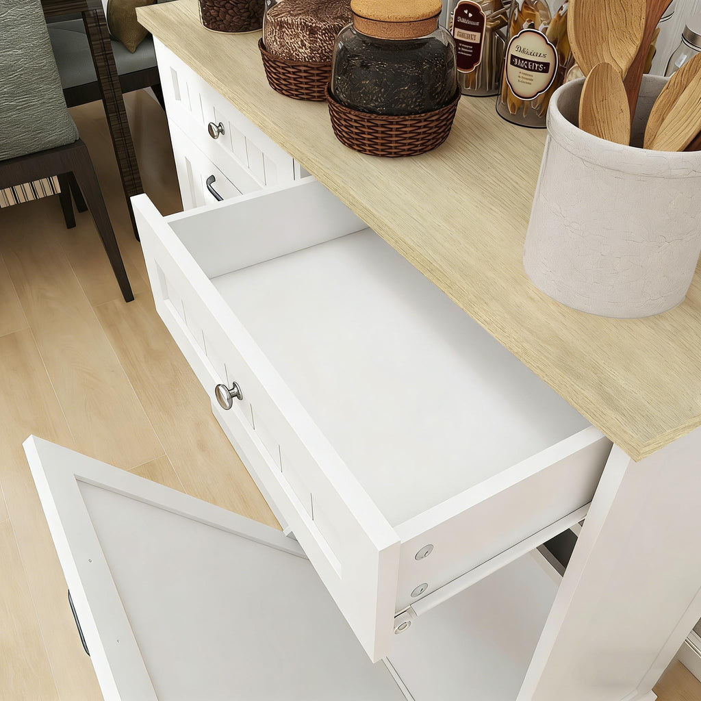 White 2x10 Gallon Solid Wood Trash Cabinet B37834