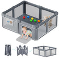 Foldable Baby Playpen with Mat, 71x59 Inches, Grey H453921