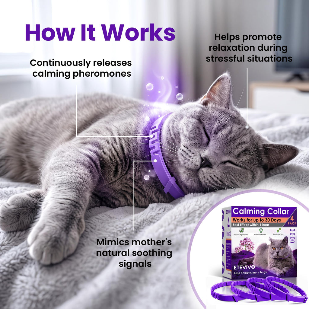 4 Pack Adjustable Calming Collar for Cats B946