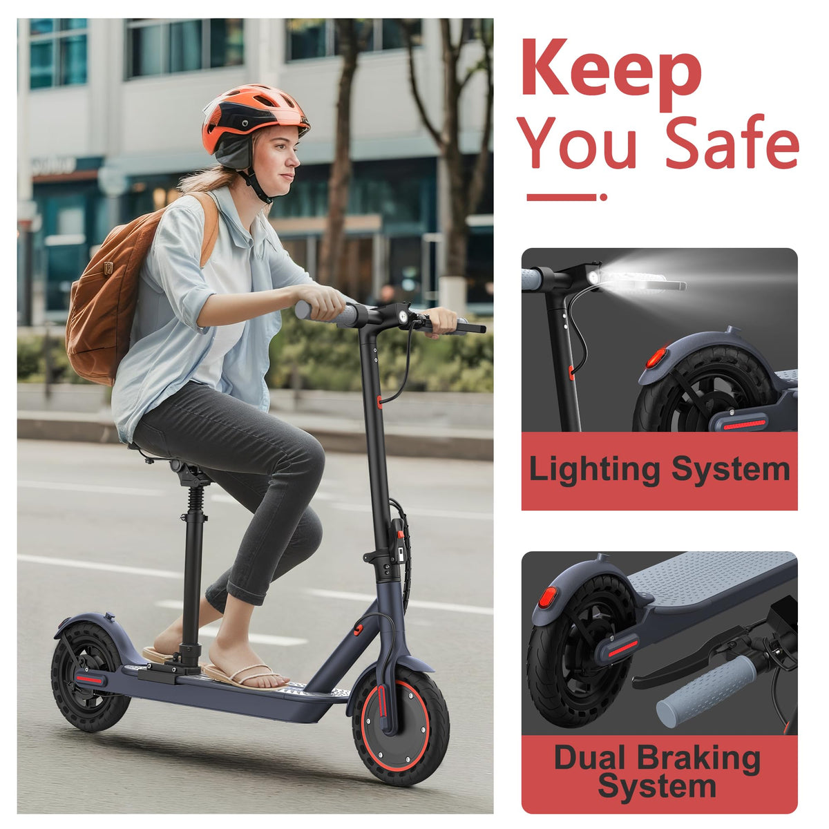 Electric Scooter with 350W/500W Motor, 19-20 MPH, Foldable A3063