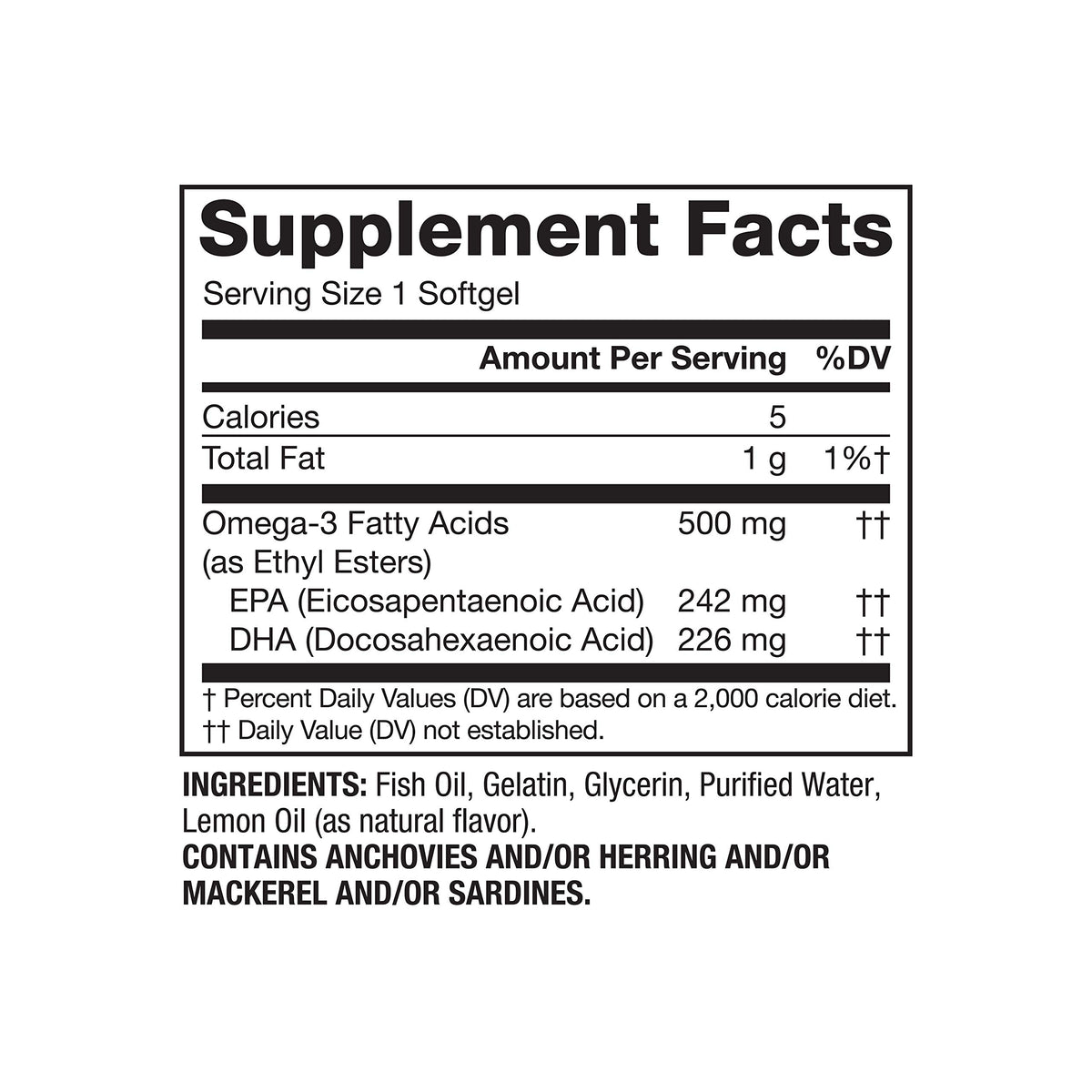 Omega-3 500 mg Fish Oil Softgels U52098