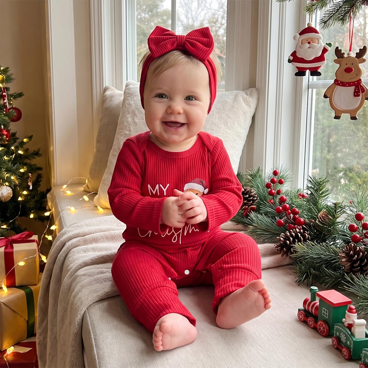 Baby Girl Long Sleeve Romper Headband A4085