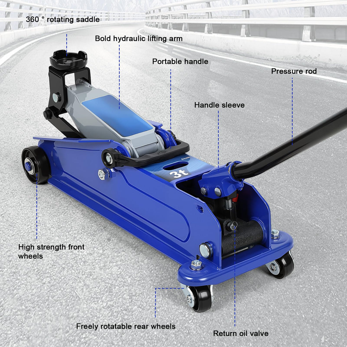3 Ton Heavy Duty Steel Floor Jack P729