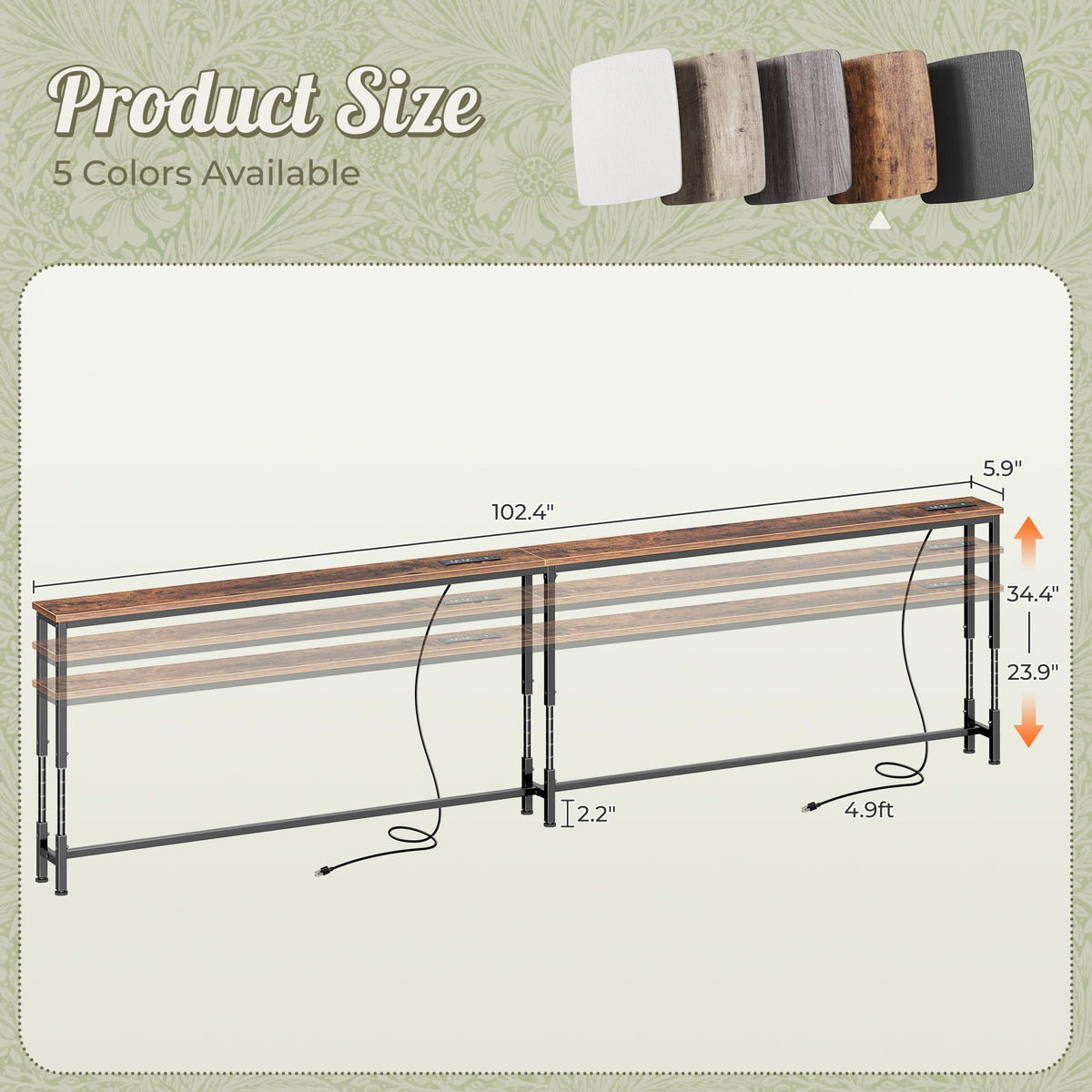 Sofa Table with Power Outlets N346